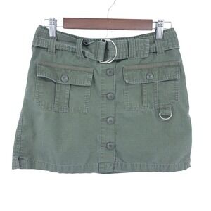 Junction‎ West Y2K Cargo Mini Skirt Green Granola Girl Preppy Summer Womens 8